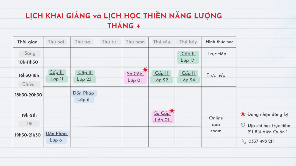 Lịch lớp khai giảng tnl demo2